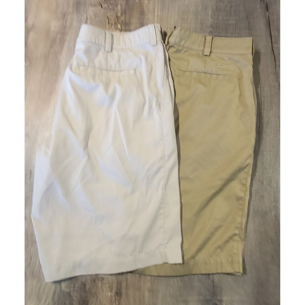 Nike Golf Shorts Mens‎ 35 Dri Fit Pockets Beige And Stone Lot Of 2 Pairs